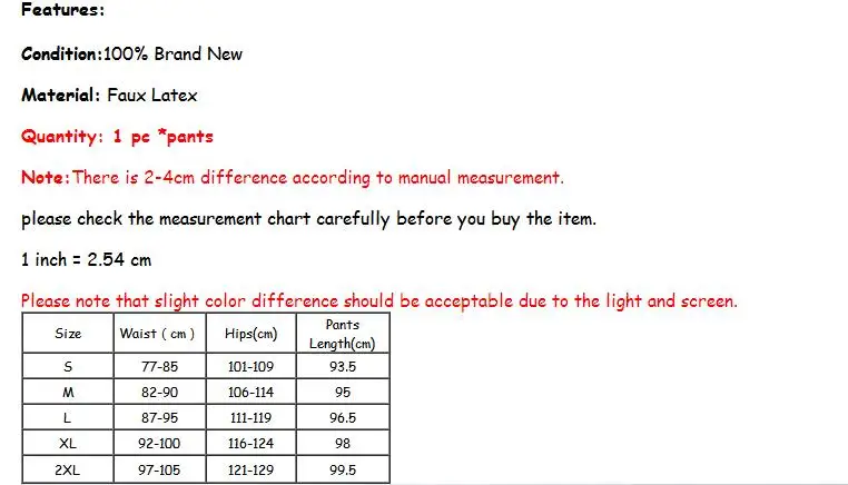 Description Picture 2 of itemMen Black PVC Faux Patent Leather Pants Club Wear Stage Skinny Pants Stretch Leggings Sexy Latex Long Trousers Dance Costume