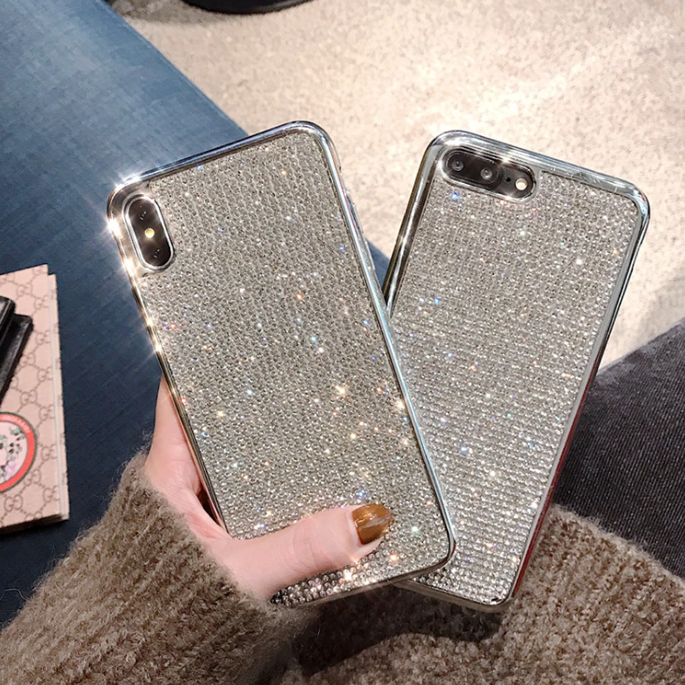Чехол для телефона со стразами iphone 11 Pro XS X Max XR 6 6s 7 8 Plus блестящий ударопрочный