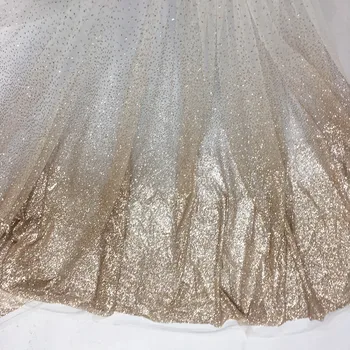 

nigerian Gradient style with glued gilitter african net lace fabric DIY women tulle lace for wedding party dress