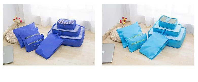 Travel Storage Bag 7 Piece Kit Luggage Clothes Sorting Bag Women Travel Organizer Bag Oxford Cloth Waterproof Packag Bags