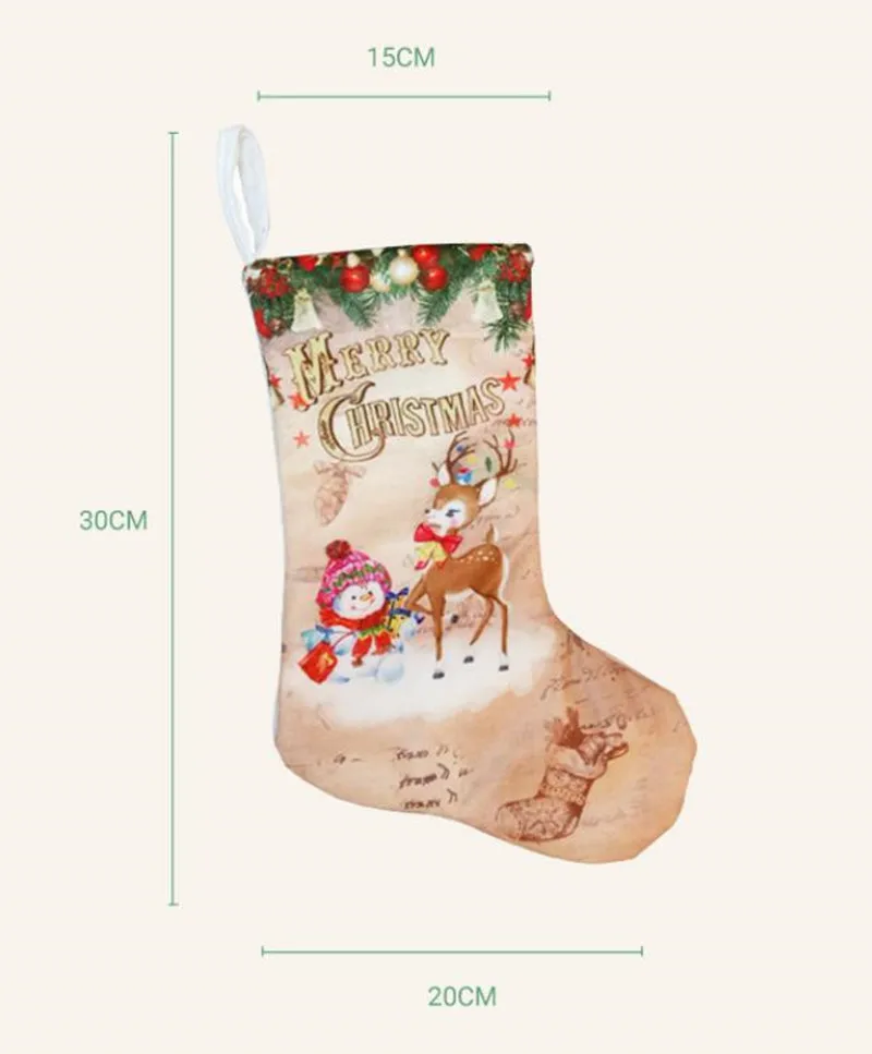 New Year Christmas Stocking Candy Dragee Small Boots Pendant Cloth Bags Christmas Decorations for Home Santa Sacks Presents