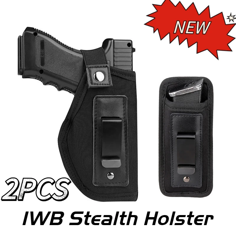 

2PCS Outdoor Tactical IWB Stealth Holster Tactical Pistol Holster Hunting Quick Waist Holster Diving Material Waist Clip Bag