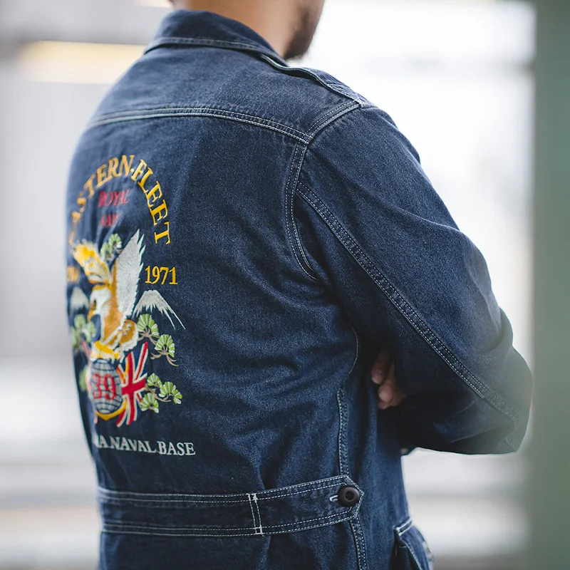 Giacca da uomo retrò Maden giacca di jeans M65 multi tasca verde militare e  blu giacca di jeans ricamata militare da uomo|Jackets| - AliExpress
