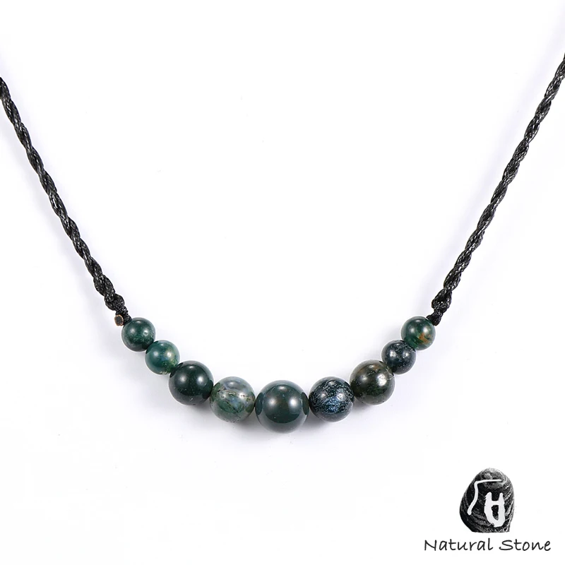 Men Women Natural Stone Beads Tiger Eye Necklace Lapis Lazuli Crystal Adjustabal Waxed Rope Wrap Neck Chain Choker Jewelry