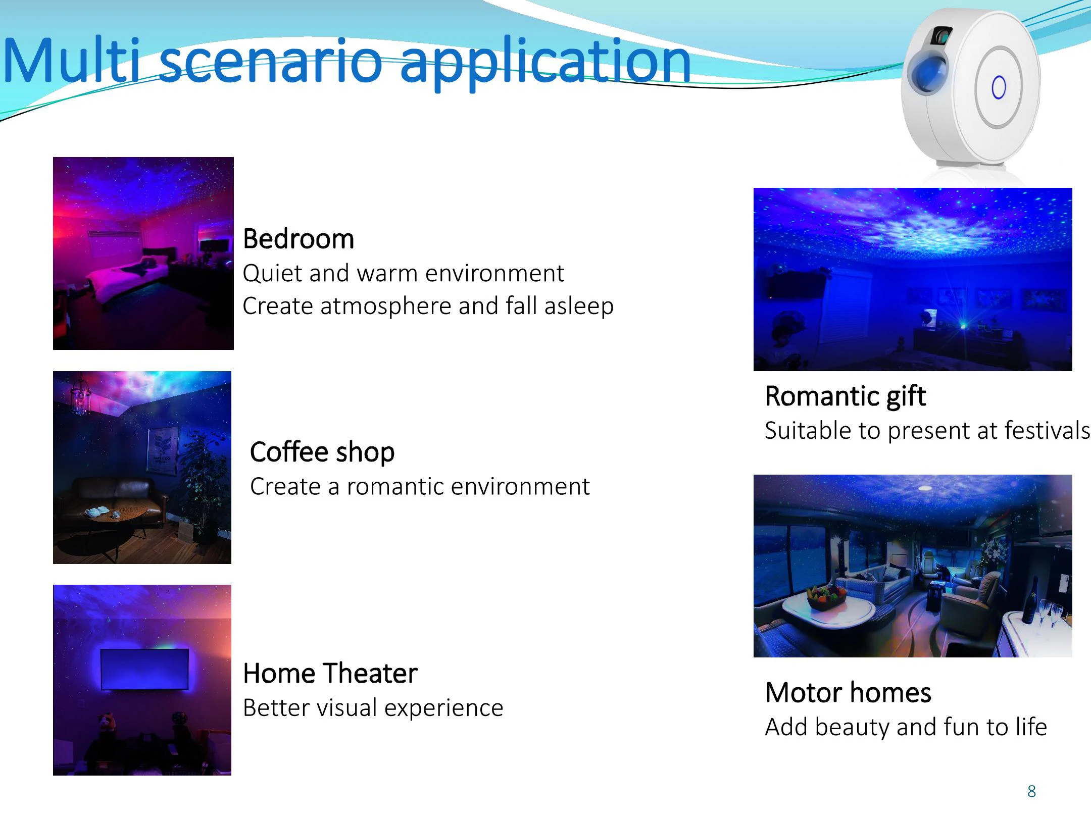 Projetor de Casa Controle sem Fio Luz da Noite Estrela Inteligente Wifi Laser Estrelado Projetor Acenando Led Colorido App Céu 8 Cheap Módulos de automação residencial