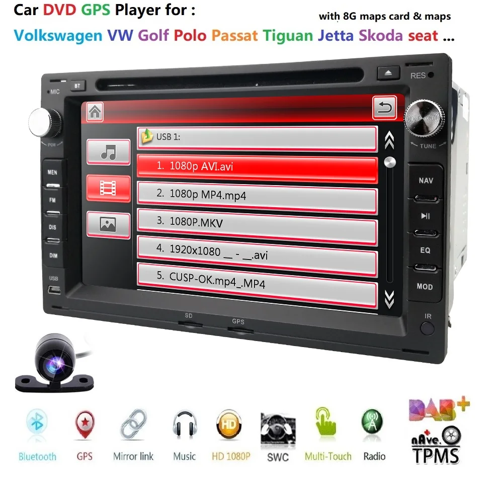 

WIN CE 7 Inch 2 Din Car DVD Player for Golf4 POLO JETTA PASSAT B5 GPS RDS Bluetooth Radio SD USB Steering Wheel Control 1080P