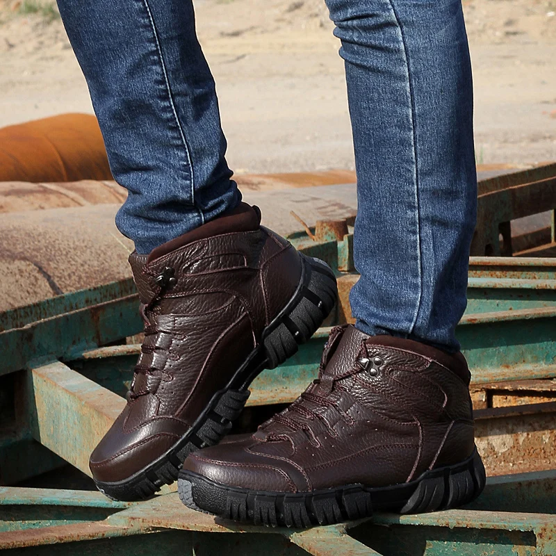 

Winter Men's Boots High Quality Super Warm Winter Footwear Men Snow Boots Genuine Leather Men Warm Shoes 2019 New