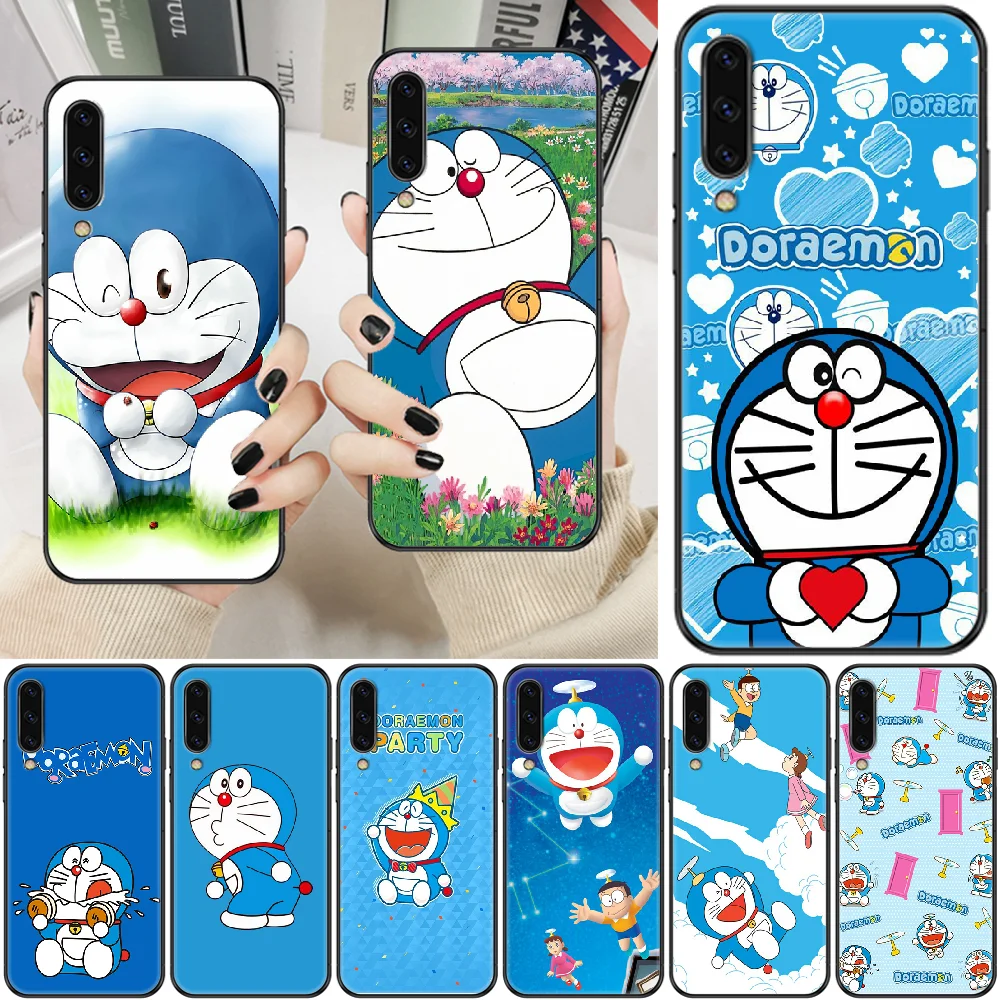 Чехол для телефона с Аниме Doraemon Blue Cat Samsung Galaxy A 3 5 7 8 10 20 21 30 40 50 51 70 71 E S 2016 2018 4G black luxury