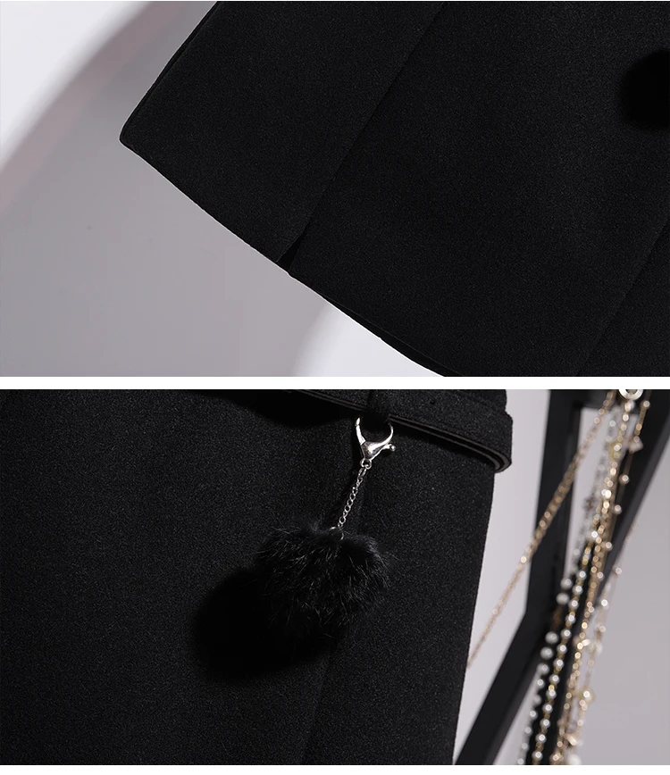 Новейший комплект из 2 предметов: женский свитер с вышитым бисером милым котом, вязаные топы с круглым вырезом и подвеской в виде шарика для волос, мини шерстяная юбка, костюм