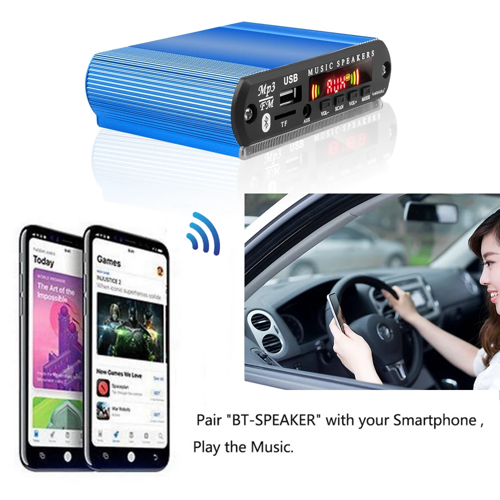 Плата декодера kebidu Bluetooth5.0 MP3 WMA WAV плата беспроводного аудио модуля цветной экран
