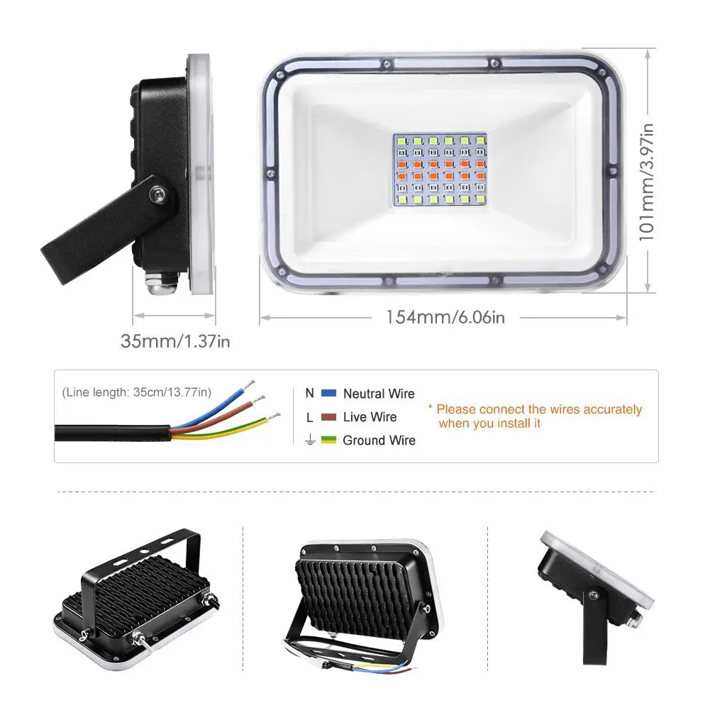 Светодиодный точечный светильник на открытом воздухе RGB прожектор 30 W/50 W/100 W AC110V