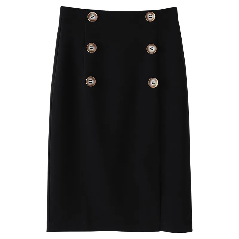 Women Skirts Autumn Winter New Woman Korean Elegant High Waist A-line Package Hip Skirt Midi Chic Wild Retro Button Skirts