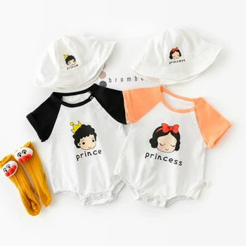 

2020 Newborn Baby Girls Clothes Summer Sunsuit Printed Princess Rompers+Sun Hat Cute Set Infant Outfit Jumpsuit Clothes 2 PICS