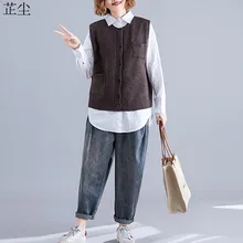 Осенний женский модный вязаный Свободный кардиган для студентов без рукавов свитер жилет плюс размер пуловер выше размера топы на бретелях 5XL