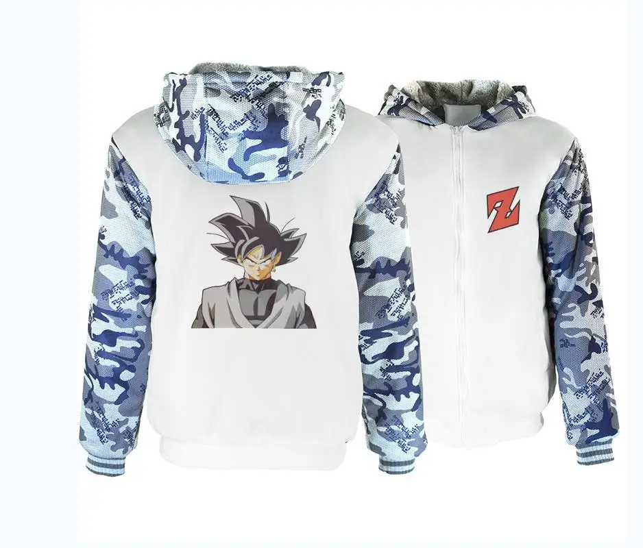 Принт Dragon Ball Z Off White костюм на молнии толстовки для мужчин аниме стих с капюшоном Косплей толстовки уличная Повседневная Верхняя одежда