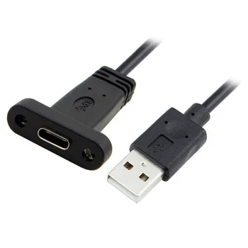 

USB-C USB 3.1 Type C Female Front Panel with Panel Mount Screw to USB 2.0 A Male Data Cable for Macbook Tablet Mobile Phone 1m