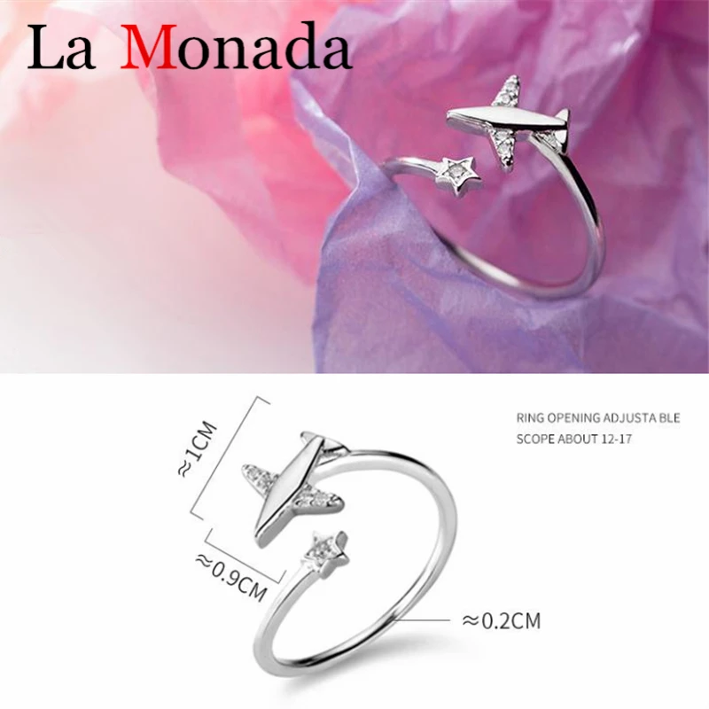 

Wholesale 100% 925 Sterling Silver Travel Dream Plane Airplane Aircraft Finger Ring for Women Adjustable