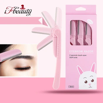 

3Pcs/set Pink Facial Eyebrow Trimmers Stainless Steel Blades Makeup Eyebrow trimming Tools Kit Eyebrow Shaper Shaver