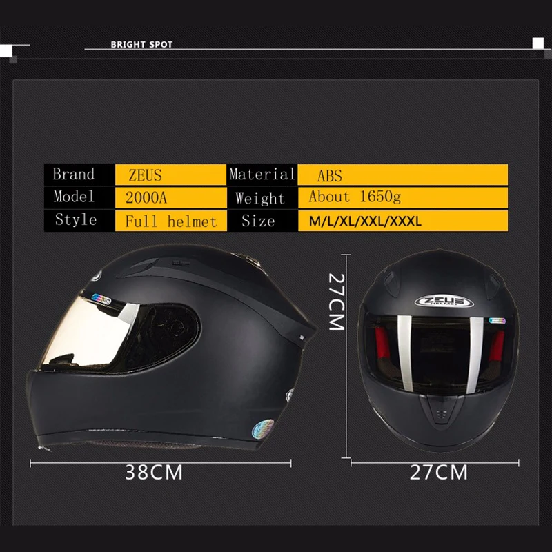 M-XXXL затычка Размер ZEUS анфас мотоциклетный шлем ABS Мотокросс Мотоцикл ECE DOT шлемы антибликовое замедление