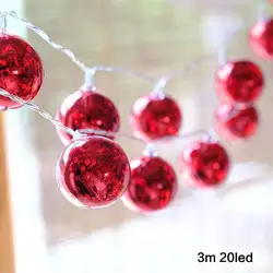 Креативный светодиодный красный шар струнные светильники с питанием от аккумулятора водонепроницаемые вечерние Новогодние