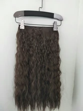 NICESY-extensiones de cabello sintético largo ondulado para mujer, pelo sintético de alta temperatura, color negro, 22 pulgadas, 5 Clips