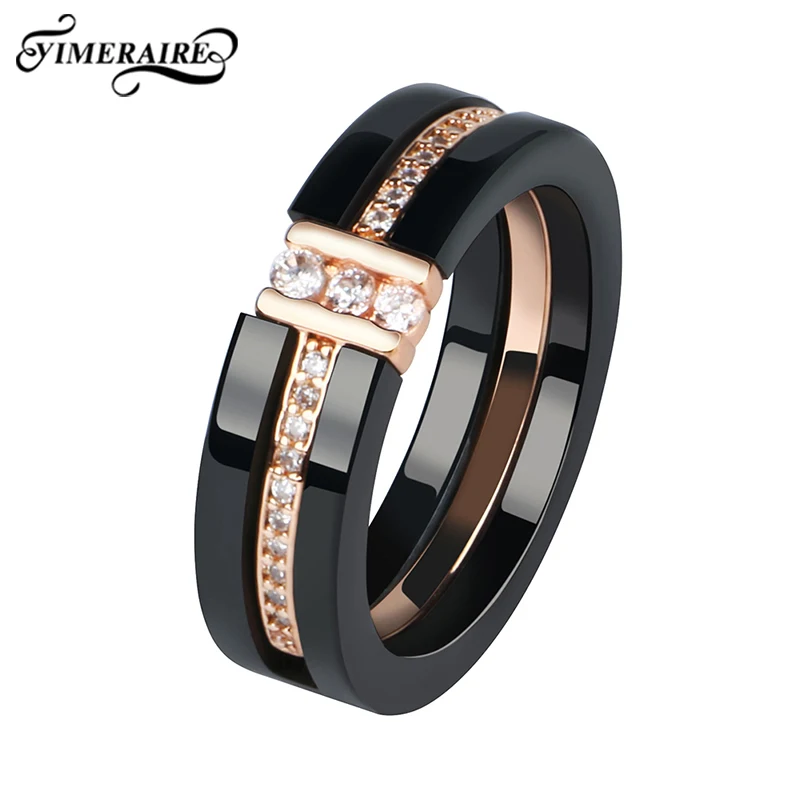 

New Arrival 6mm Gold Crystal Ceramic Ring Top Quality Healthy Trendy Jewelry Women Ring New Year Gift For Women Girls Gifts