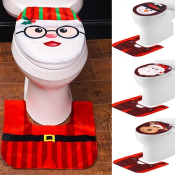 

Christmas Toilet Decoration New Year Santa Claus Bathroom Mat Christmas Toilet Seat Cover Christmas Toilet Lid Xmas Decoration