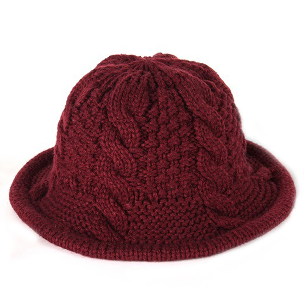 Wine Red Теплый модный женский берет, шапка бини, зимняя вязаная Вязаная мужская шапка, мешковатая Лыжная шапка, Шерстяная Лыжная шапка, неоновая шапка - Цвет: Wine Red
