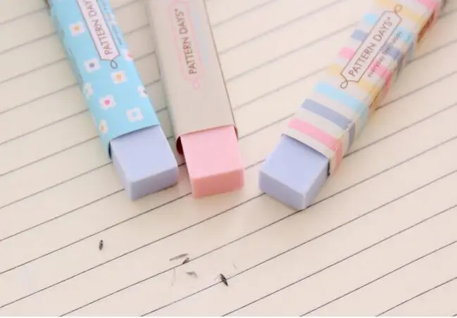 1pcs Cute heart flower rubber eraser cute striped pencil eraser kids gift stationery novelty learning office supplies
