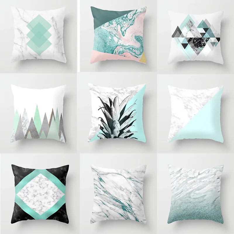 

Pillow case 45 * 45 marbled geometric print polyester pillowcase Square decorative pillowcase