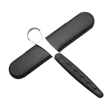 

Tongue Scraper Long Handle Non Slip Dental Stainless Steel Reusable Double Side Oral Cleaning Curved Adult Fresh Breath Useful