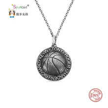 Strollgirl 925 Sterling Silver DIY Custom Kobe Basketball Pendant Necklace Men and Women Athletes Popular Jewelry Hot Couple Gif