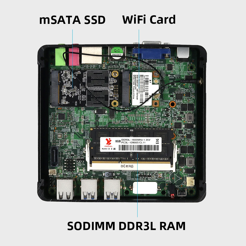 Мини ПК Intel Core i7 7500U i5 7200U i3 7100U Windows 10 Linux HDMI VGA 300 Мбит/с WiFi Gigabit Ethernet 6x USB HTPC|mini pc