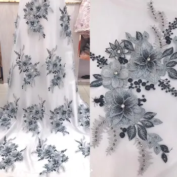 

Gorgeous african lace fabric with 3d flower embroidered frech net lace fabric for fashion dress