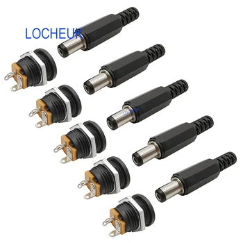 

5.5 x 2.1mm 12V 3A DC022 Plastic Male Plugs Female Socket Panel Mount Jack 5.5*2.1mm DC Power Connectors Electrical Supplies