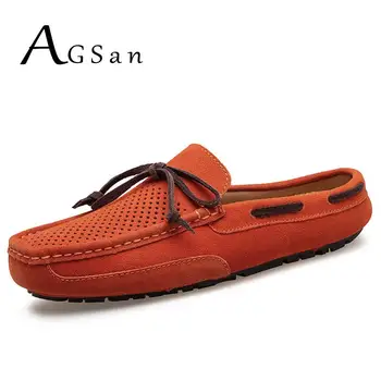 

AGSan Men Suede Leather Loafers Slippers Summer Breathable Driving Shoes Fashion Moccasins Classic Boat Shoes Lazy Shoes 38-47