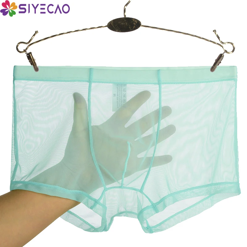 

Men Sexy Seamless Underwear Pants Mens Ultra-thin Transparent Boxershorts Male Mid-rise Mesh Slips Homme Panties Boxer Shorts