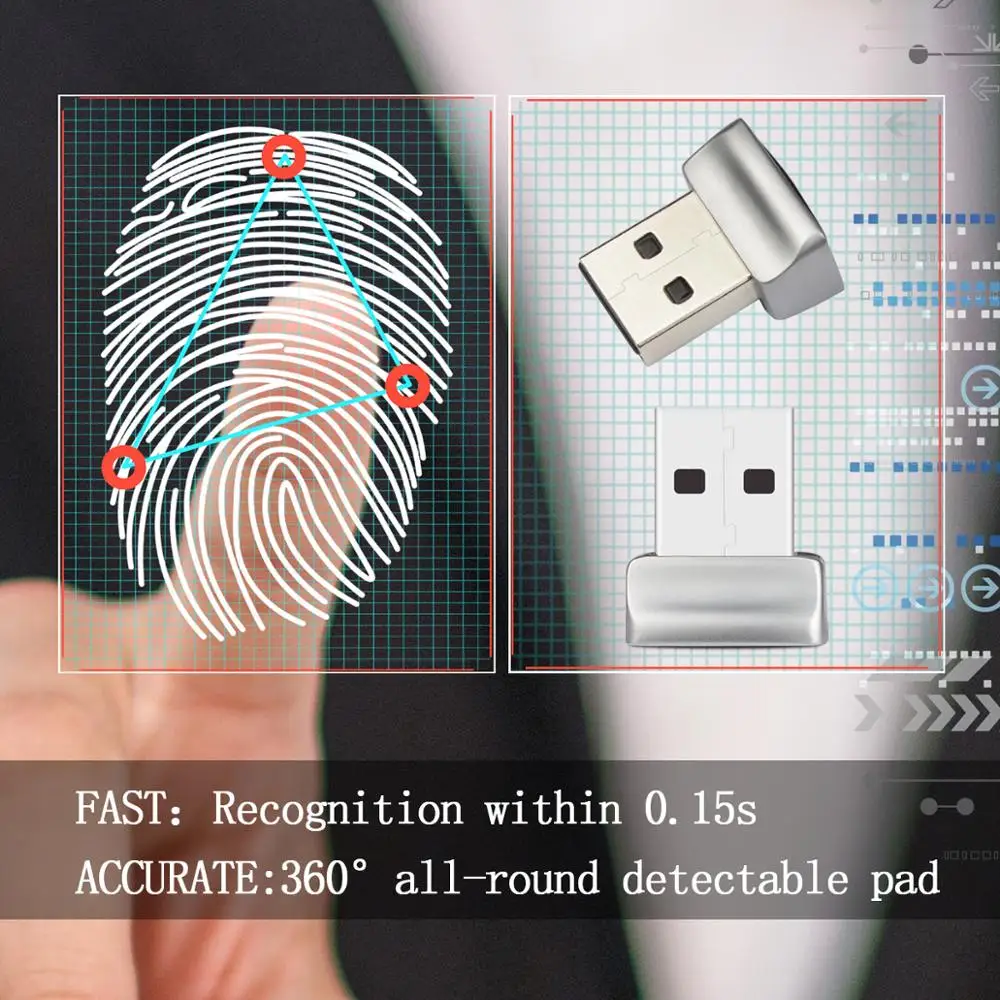 USB сканер для считывания отпечатков пальцев Windows 10 биометрический ключей Hello Security