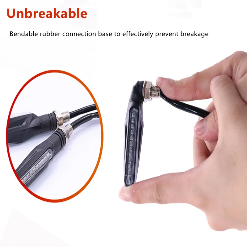 Universal Motorcycle Turn Signal Light 12V Led Moto Flowing Water Blinker Bendable Motorcycle Flashing Lights Signal Lamp