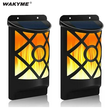 

WAKYME 66 LED Solar Light Outdoor Flame Lamp Garden Wall Lamp Waterproof Solar Powered Street Light for Courtyard Balcony