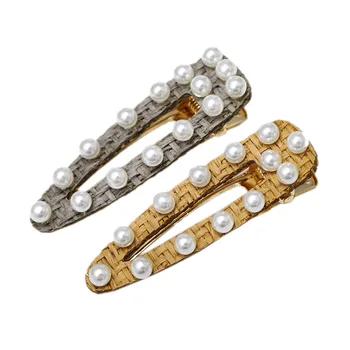 

Wholesale Mori Girl Straw Alligator Clip Ladies Korean Hair Accessories Sweet Pearl Hair clip for Women