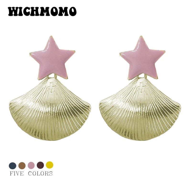 2019 Fashion 45mm High Quality Zinc Alloy Gold Stars Shells Earrings for Women's Jewelry Gifts Date and Party | Украшения и