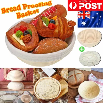 

Oval/Round Rattan Bread Proofing Basket With Cover Sourdough Handmade Proving Basket Bakery Cafe Bread Rising Baskets