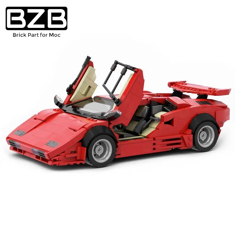 Photo Product BZB MOC Countach LP5000 QV-Red Hypercar Super Racing Car Versionby Blocks Classic High-tech Bricks Model Toys Birthday Gifts