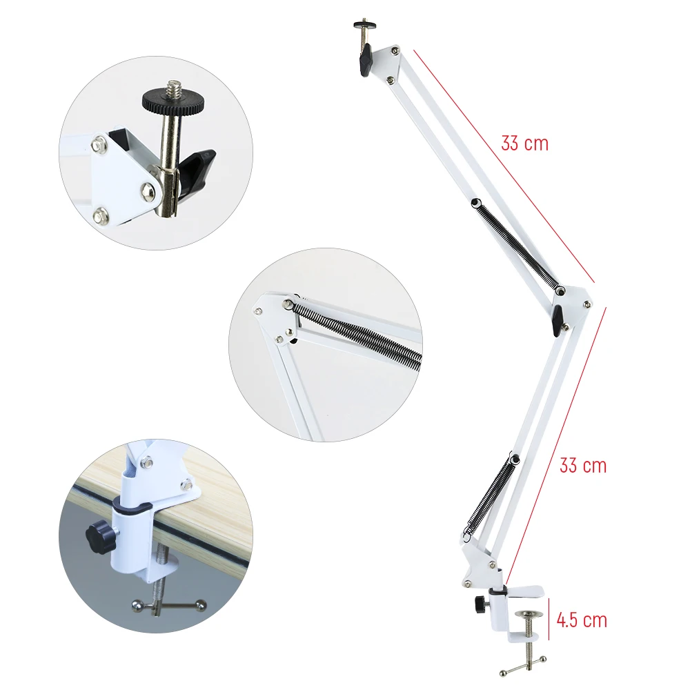 Dimmable LED Selfie Ring Light 3 Color Warm Cold Lamp With Desk Long Arm Phone Holder Stand Photography Light For Photo Studio