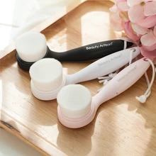 Уход за лицом волоконная овальная Кисть для макияжа очищающие моющие щетки красота длинная ручка для маска от черных точек глубокий Макияж Уход за лицом