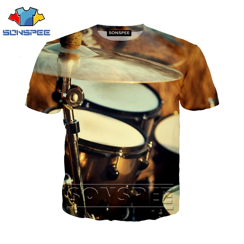 Anime 3d print funny music t shirt Men Women fashion t-shirt drum set sexy kids Harajuku top tee Funny shirts homme tshirt A48