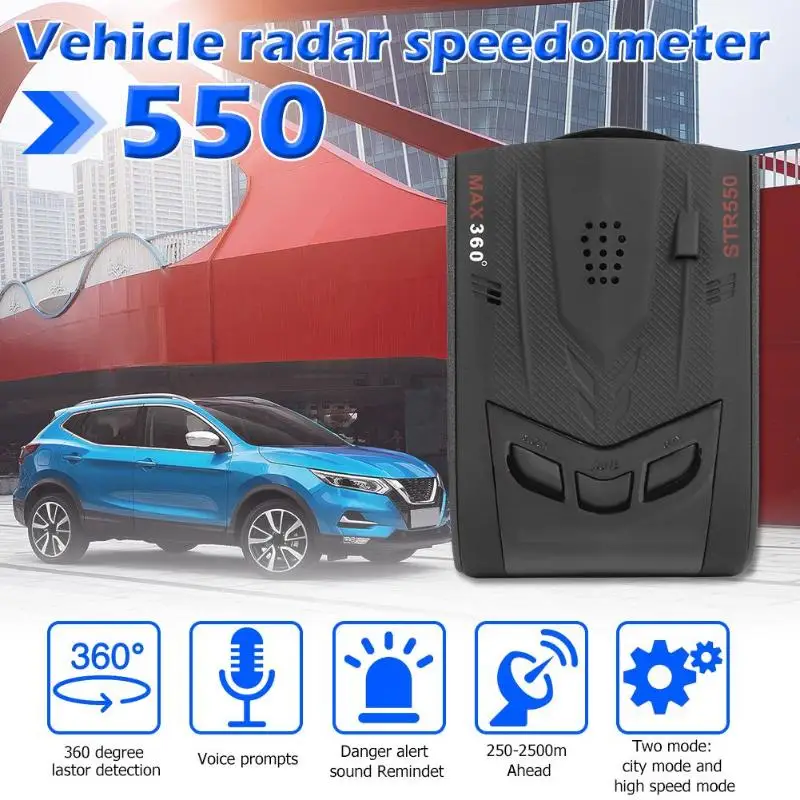 550 автомобильный радар-детектор английский русский контроль скорости голосовое оповещение Предупреждение Точное обнаружение и простая установка