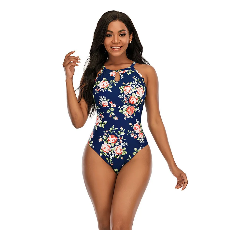 

Slim One Piece Swimsuit Monokini Conservative Cut Flower Plus Size Swimwear Girls Badpak Swim Bathing Suit Women