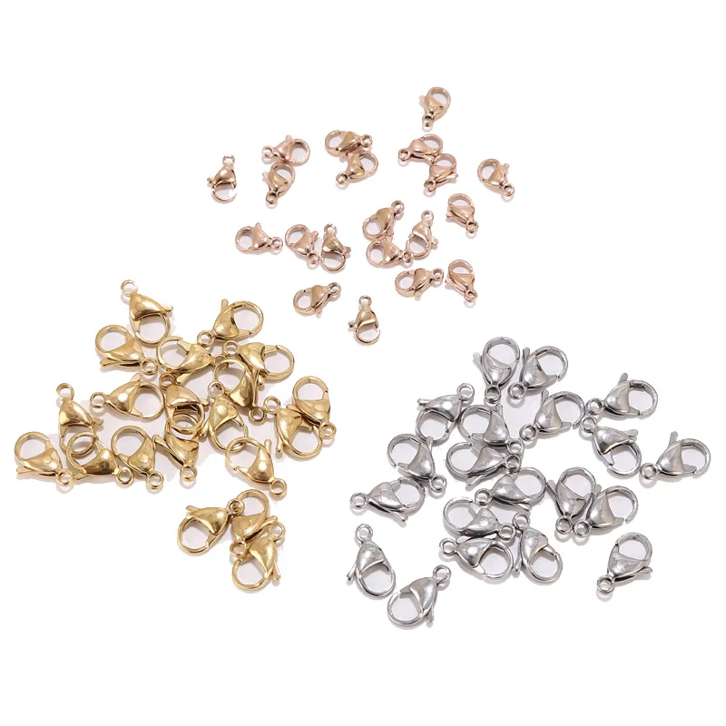 120pcs 18K Gold Plated Stainless Steel Lobster Claw Clasp Jewelry Findings